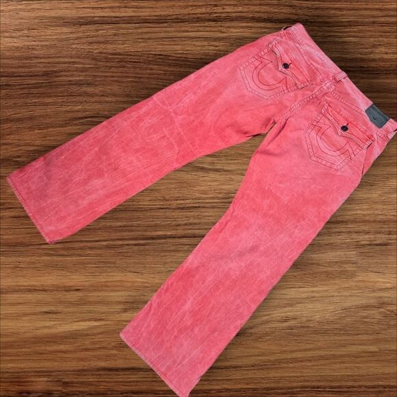 True Religion Muted Red Ricky.Relaxed Straight  Thin.Corduroy Jeans Plus Size - Picture 4 of 8